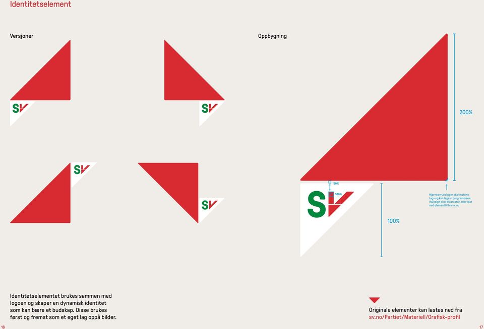 no 100% Identitetselementet brukes sammen med logoen og skaper en dynamisk identitet som kan bære et