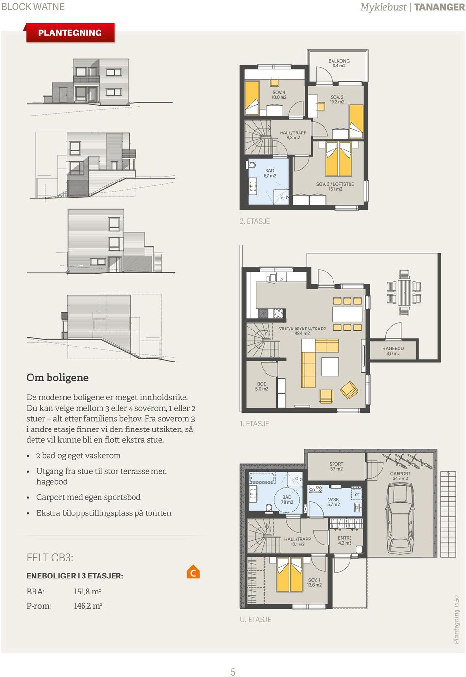 Fra soverom 3 i andre etasje finner vi den fineste utsikten, så dette vil kunne bli en flott ekstra stue. BOD 5,0 m2 1.