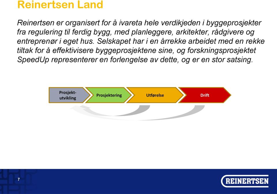 Selskapet har i en årrekke arbeidet med en rekke tiltak for å effektivisere byggeprosjektene sine, og