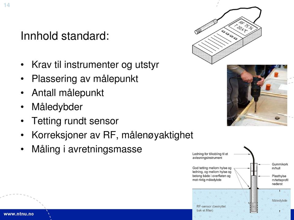 målepunkt Måledybder Tetting rundt sensor