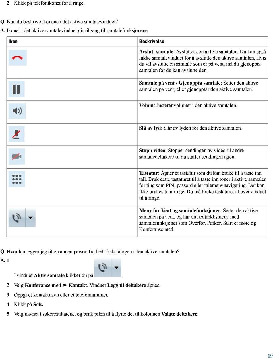 Hvis du vil avslutte en samtale som er på vent, må du gjenoppta samtalen før du kan avslutte den.