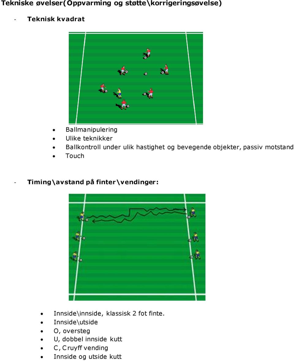 objekter, passiv motstand Touch - Timing\avstand på finter\vendinger: Innside\innside,