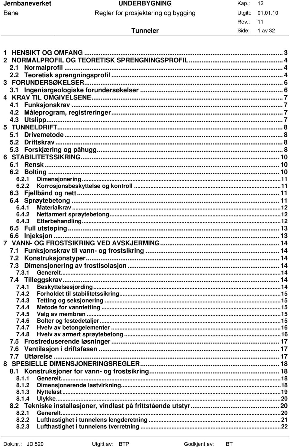 .. 8 5.3 Forskjæring og påhugg... 8 6 STABILITETSSIKRING...10 6.1 Rensk... 10 6.2 Bolting... 10 6.2.1 Dimensjonering...11 6.2.2 Korrosjonsbeskyttelse og kontroll...11 6.3 Fjellbånd og nett... 11 6.