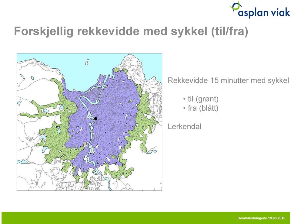 15 minutter med sykkel til