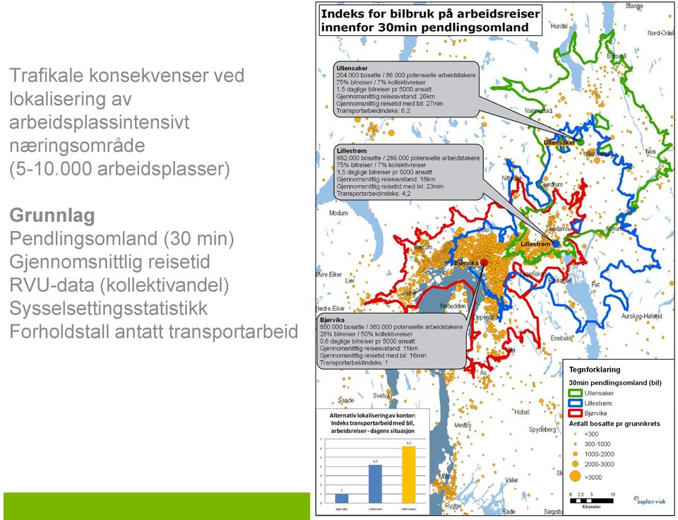 000 arbeidsplasser) Grunnlag Pendlingsomland (30 min)