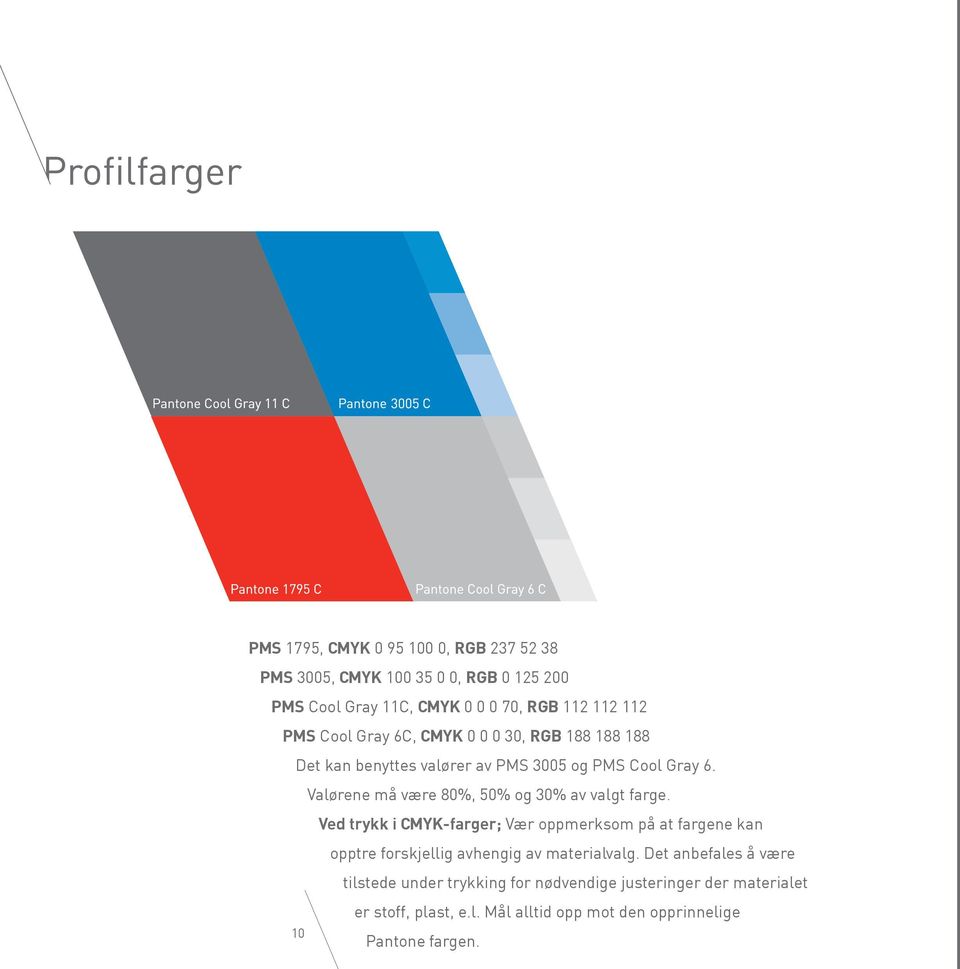 Valørene må være 80%, 50% og 30% av valgt farge.