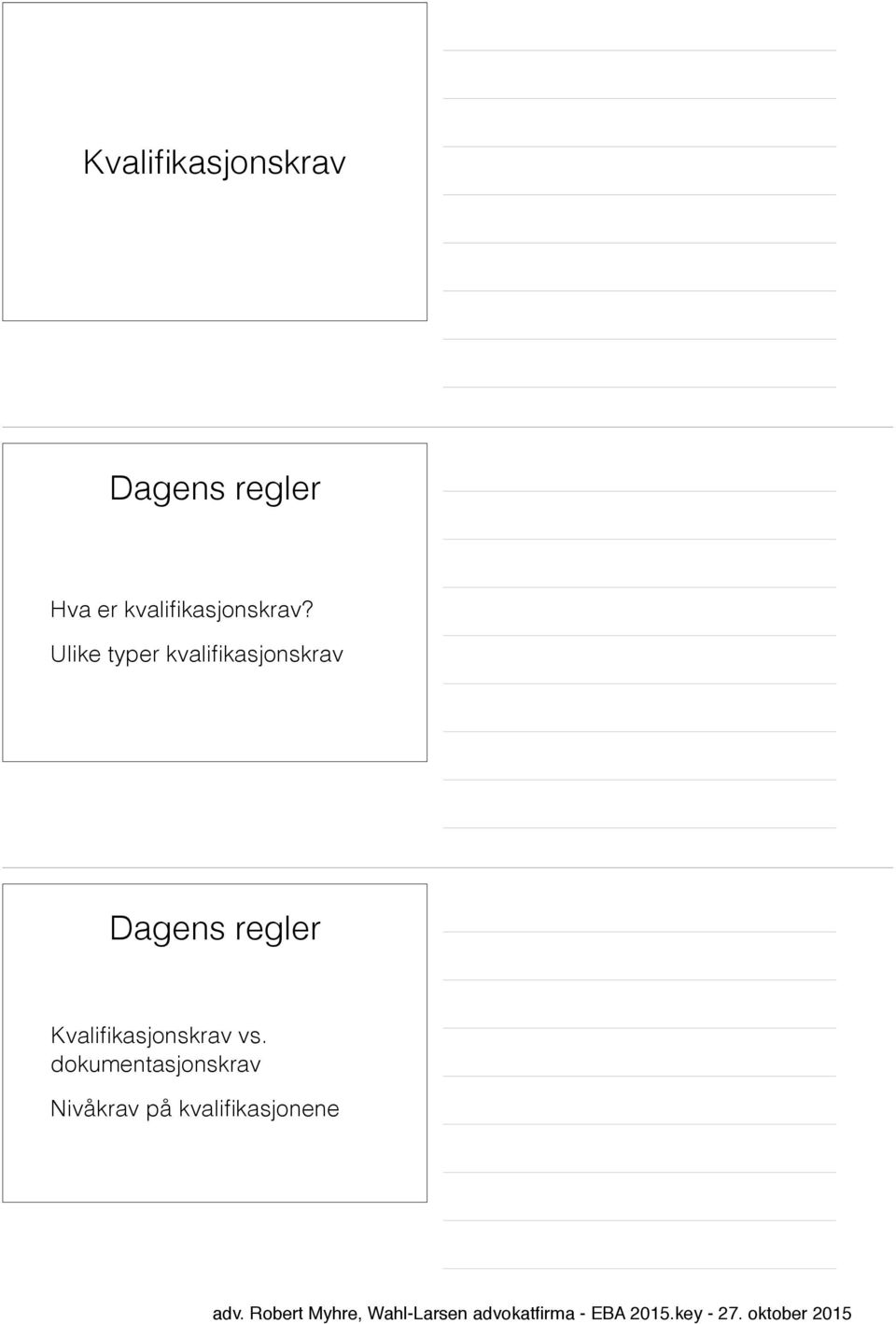 Ulike typer kvalifikasjonskrav Dagens