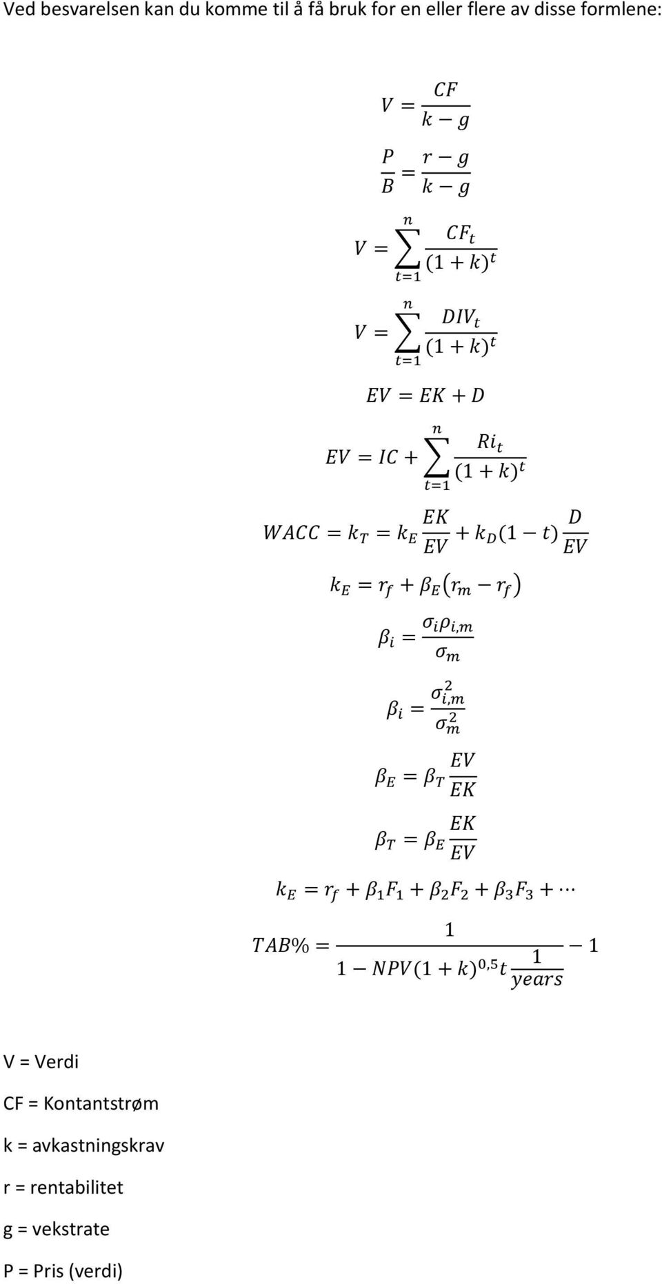 (r m r f ) β i = σ iρ i,m σ m β i = σ i,m 2 σ2 m β E = β T EV EK β T = β E EK EV k E = r f + β 1 F 1 + β 2 F 2 + β 3 F 3 + 1