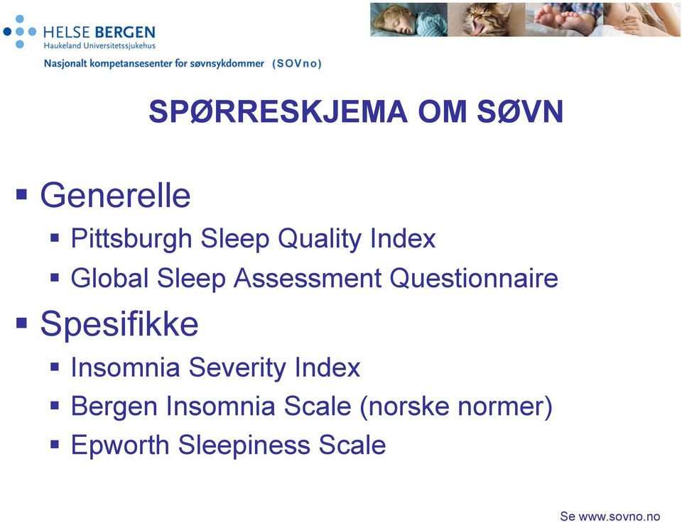 Spesifikke Insomnia Severity Index Bergen Insomnia