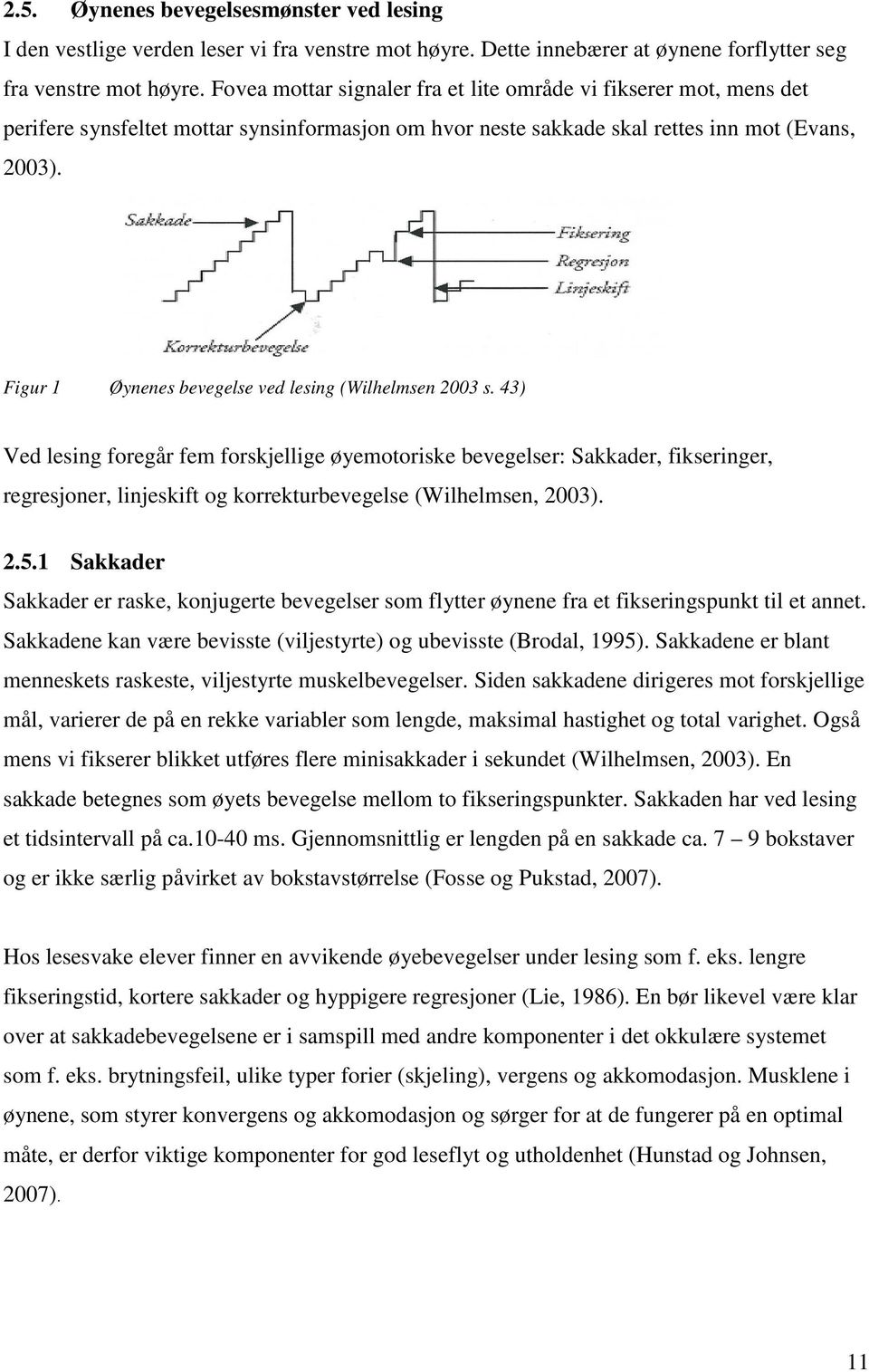 Figur 1 Øynenes bevegelse ved lesing (Wilhelmsen 2003 s.
