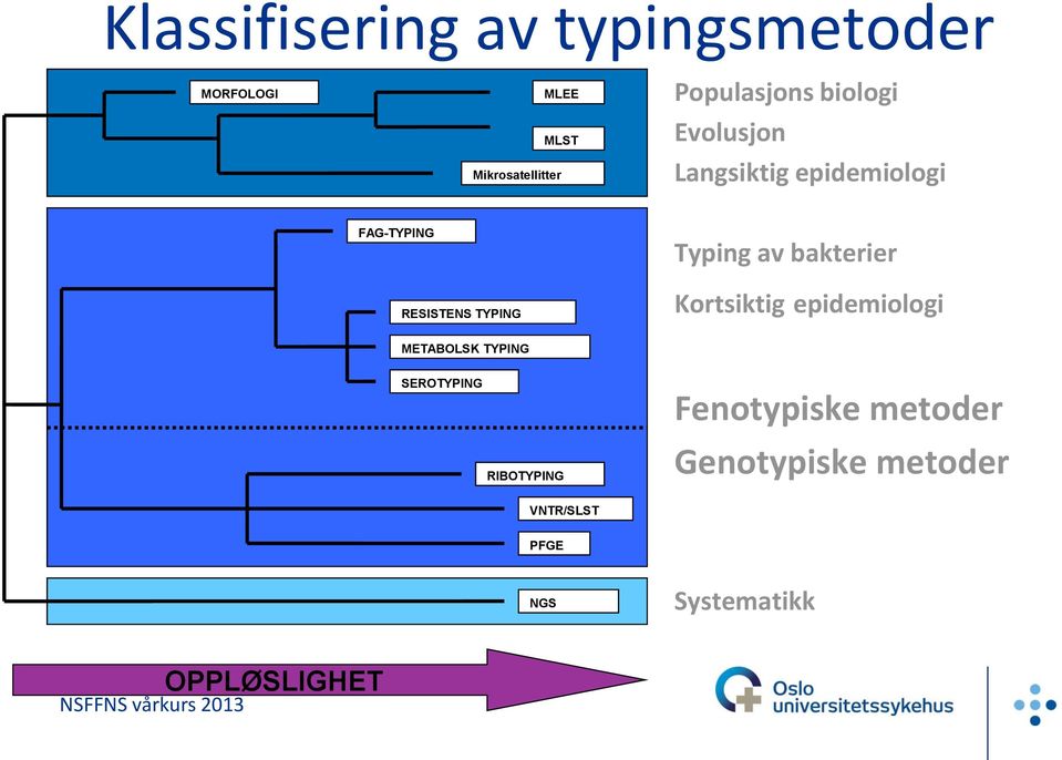 TYPING Typing av bakterier Kortsiktig epidemiologi METABOLSK TYPING SEROTYPING