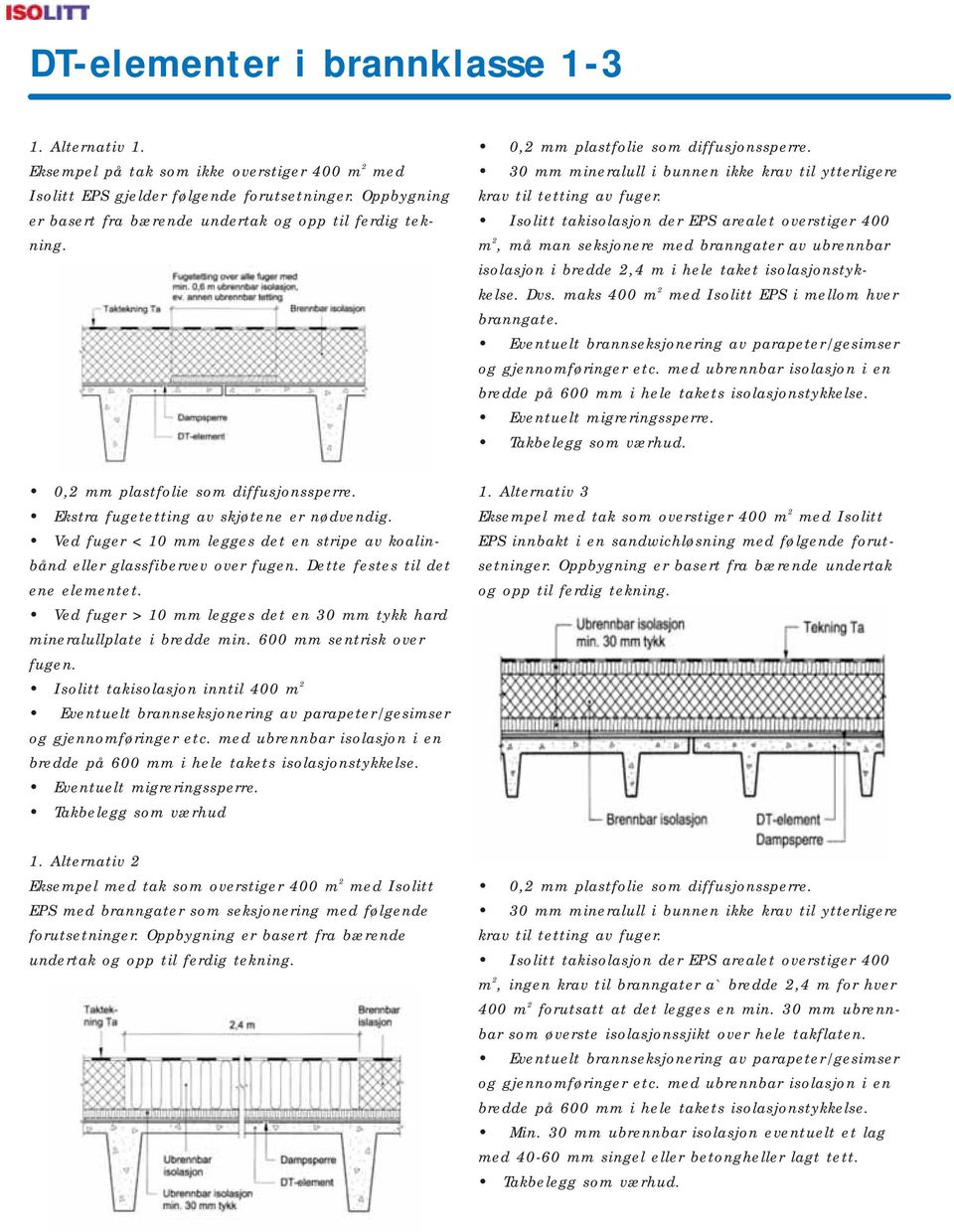 Ved fuger < 0 mm legges det en stripe av koalinbånd eller glassfibervev over fugen. Dette festes til det ene elementet. Ved fuger > 0 mm legges det en 30 mm tykk hard mineralullplate i bredde min.