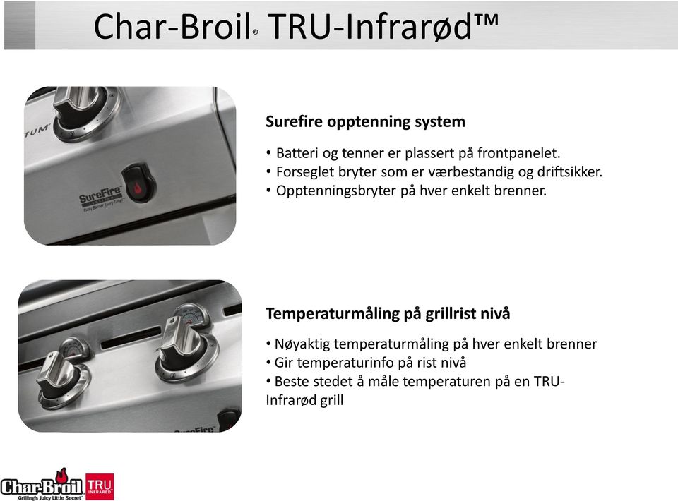 Opptenningsbryter på hver enkelt brenner.