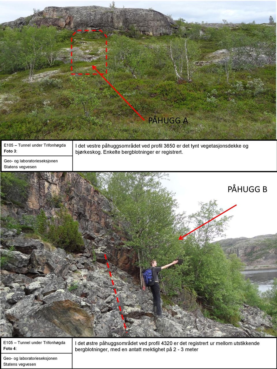 Geo- og laboratorieseksjonen PÅHUGG B E105 Tunnel under Trifonhøgda Foto 4: Geo- og