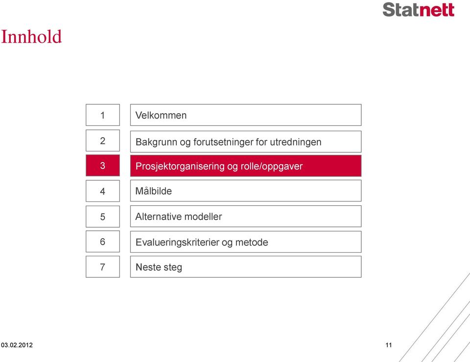 Prosjektorganisering og rolle/oppgaver Målbilde