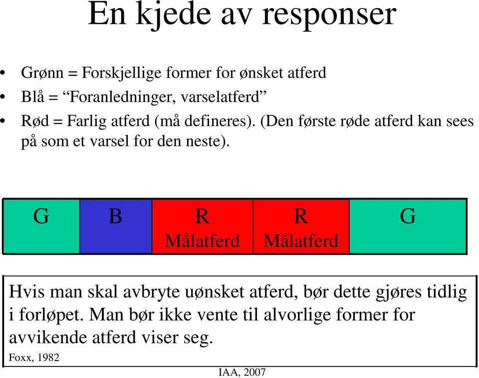 (Den første røde atferd kan sees på som et varsel for den neste).