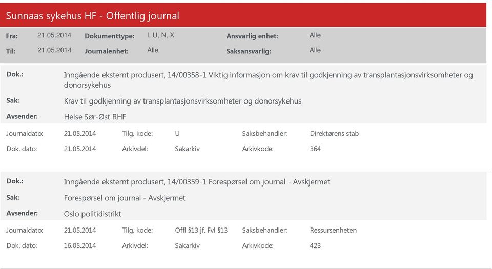 godkjenning av transplantasjonsvirksomheter og donorsykehus Dok.