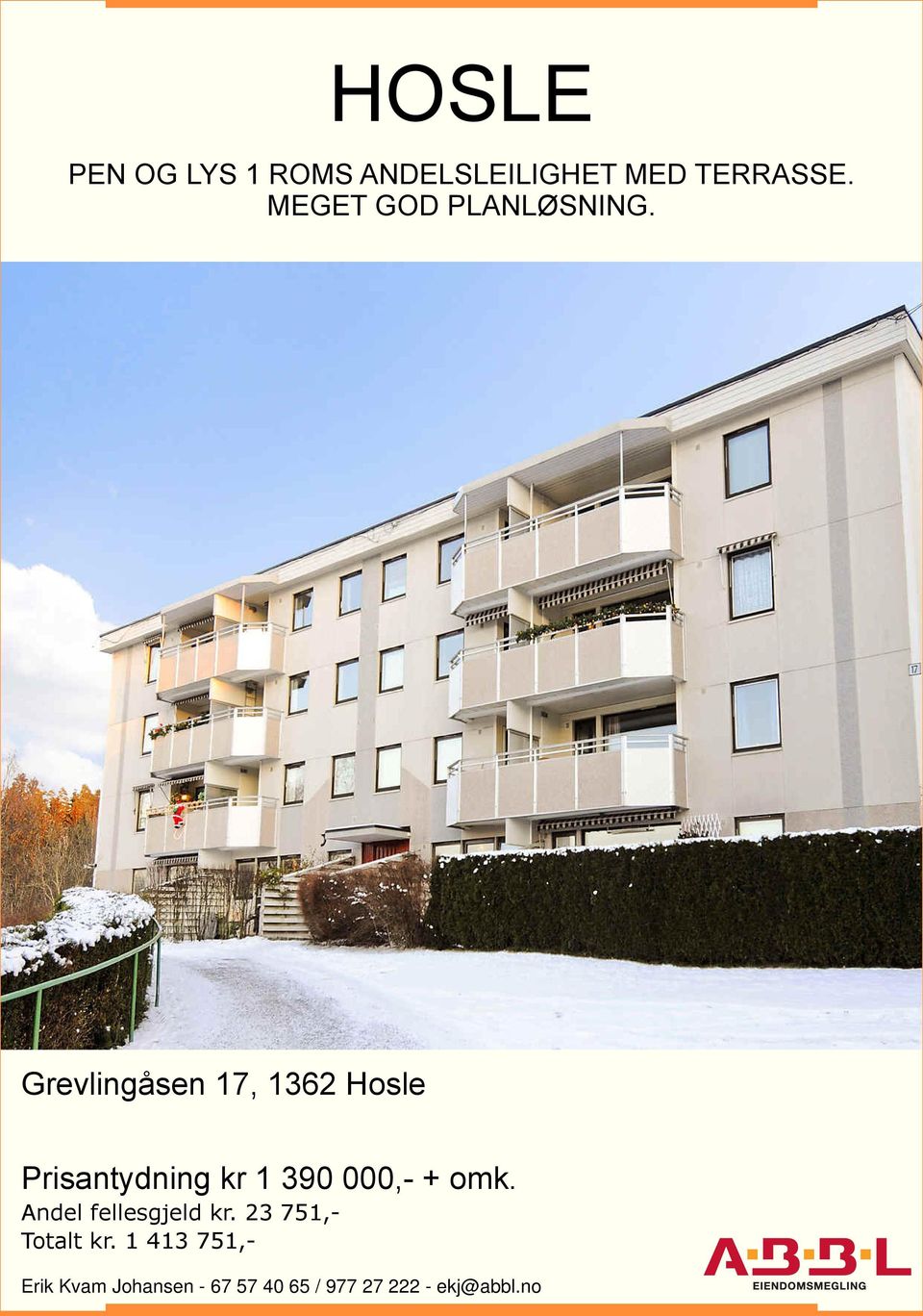 Grevlingåsen 17, 1362 Hosle Prisantydning kr 1 390 000,- + omk.