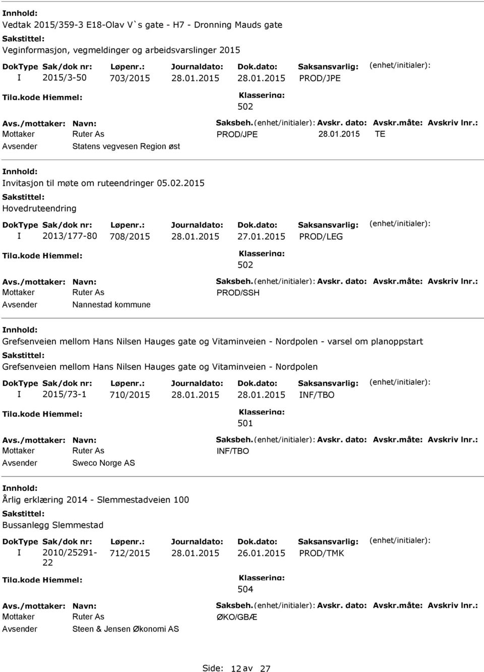 2015 Hovedruteendring 2013/177-80 708/2015 PROD/LEG Nannestad kommune Grefsenveien mellom Hans Nilsen Hauges gate og Vitaminveien - Nordpolen -