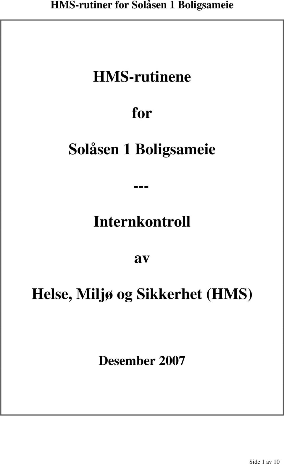 Internkontroll av Helse,