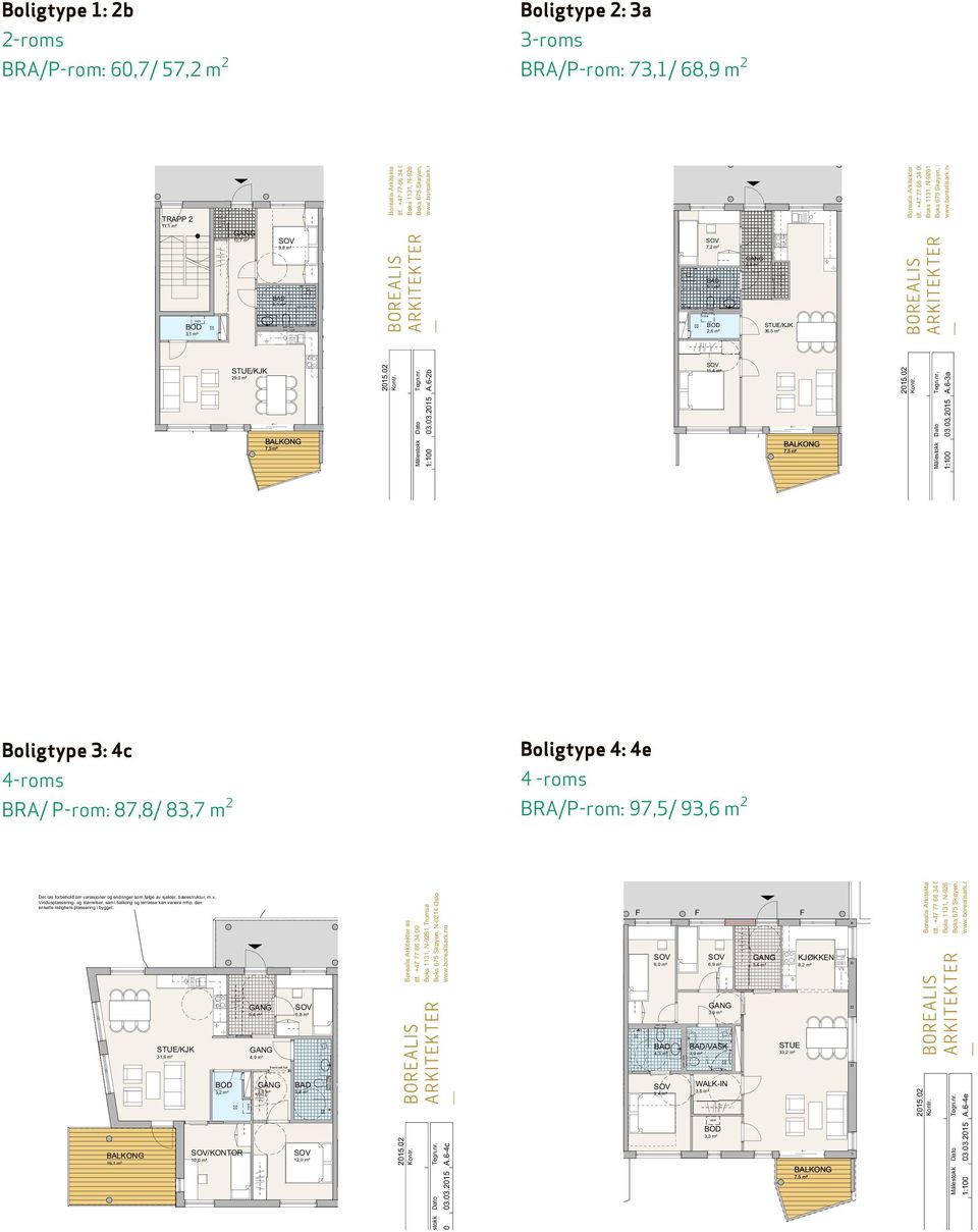 36,5 m² STUE/KJK 29,0 m² BALKONG 7,5 m² 2015.02 Kontr. Målestokk Dato Tegn.nr. A.6-2b 03.