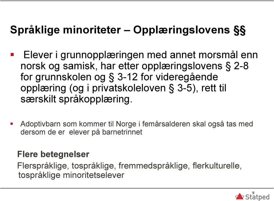 særskilt språkopplæring.