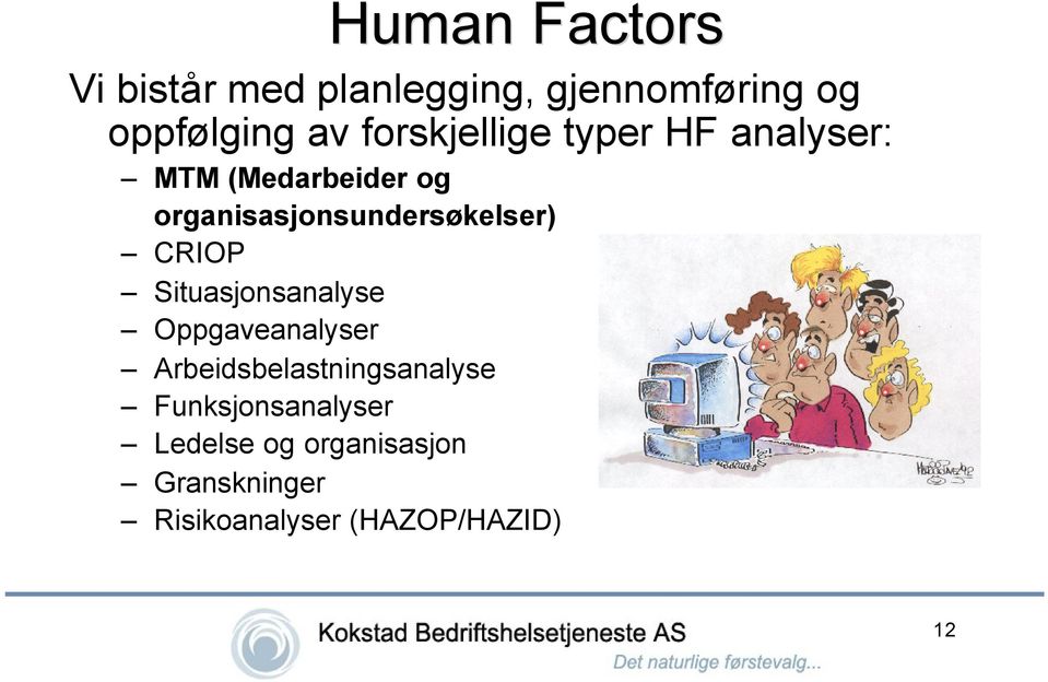 organisasjonsundersøkelser) CRIOP Situasjonsanalyse Oppgaveanalyser