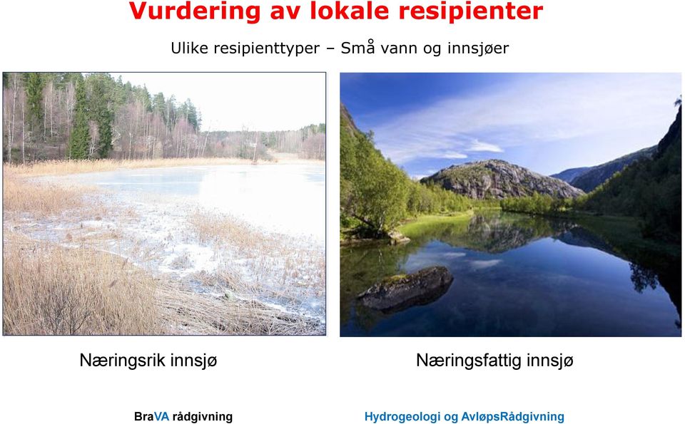 resipienttyper Små vann og