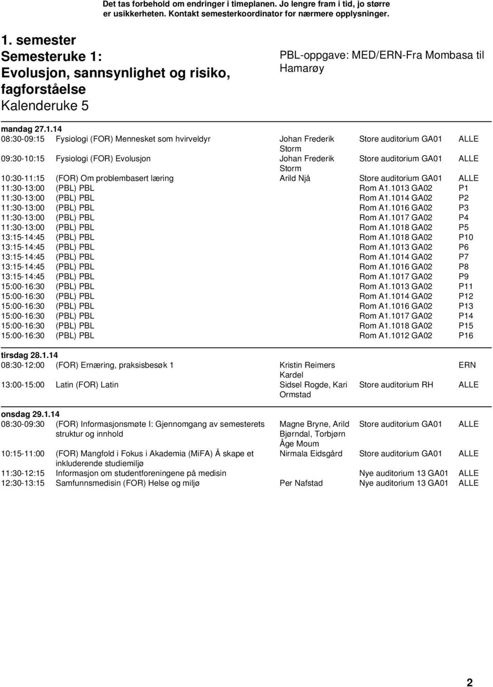 14 08:30-09:15 Fysiologi (FOR) Mennesket som hvirveldyr Johan Frederik Storm 09:30-10:15 Fysiologi (FOR) Evolusjon Johan Frederik Storm 10:30-11:15 (FOR) Om problembasert læring Arild Njå 11:30-13:00