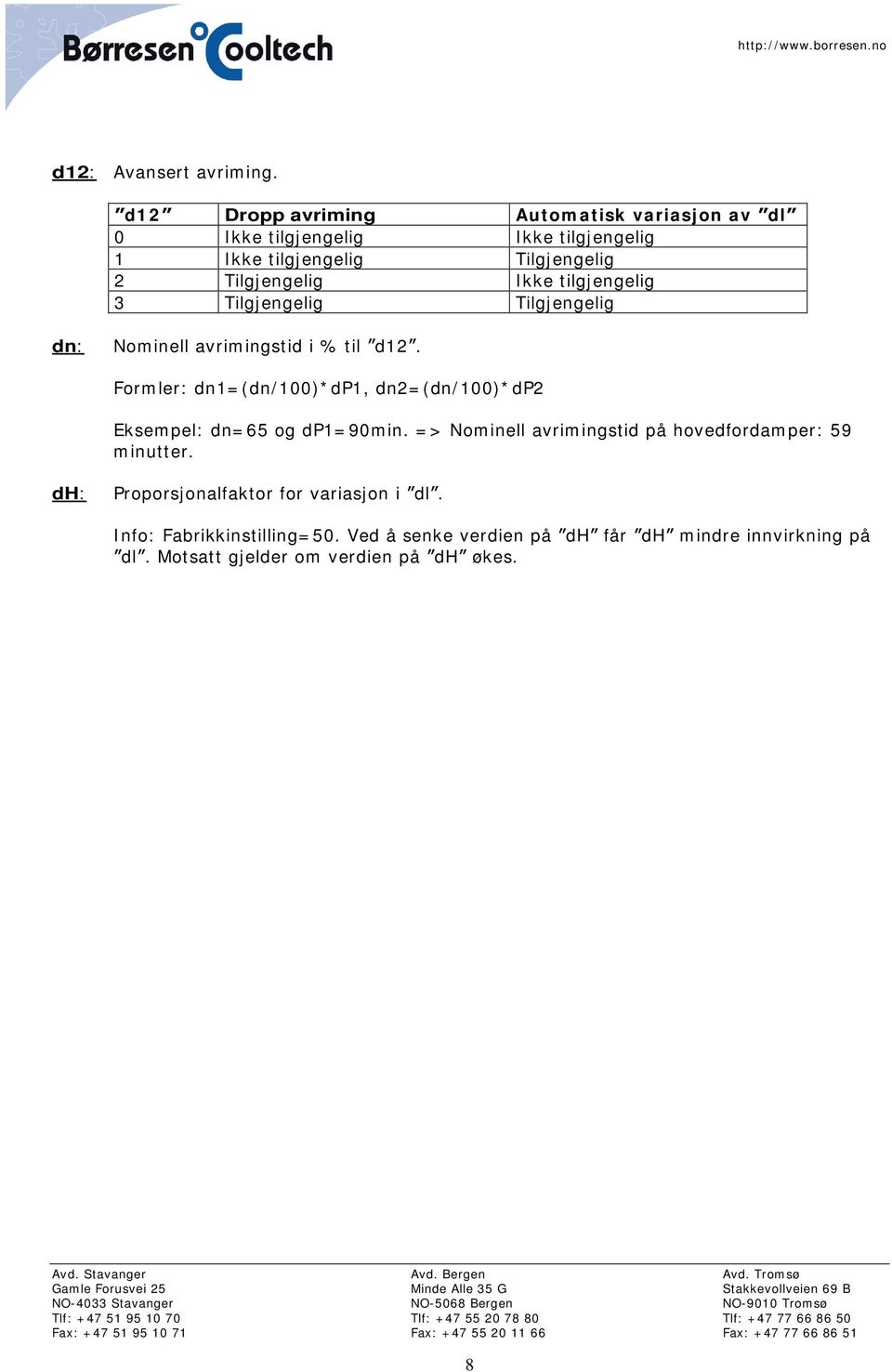 Ikke tilgjengelig 3 Tilgjengelig Tilgjengelig dn: Nominell avrimingstid i % til d12.