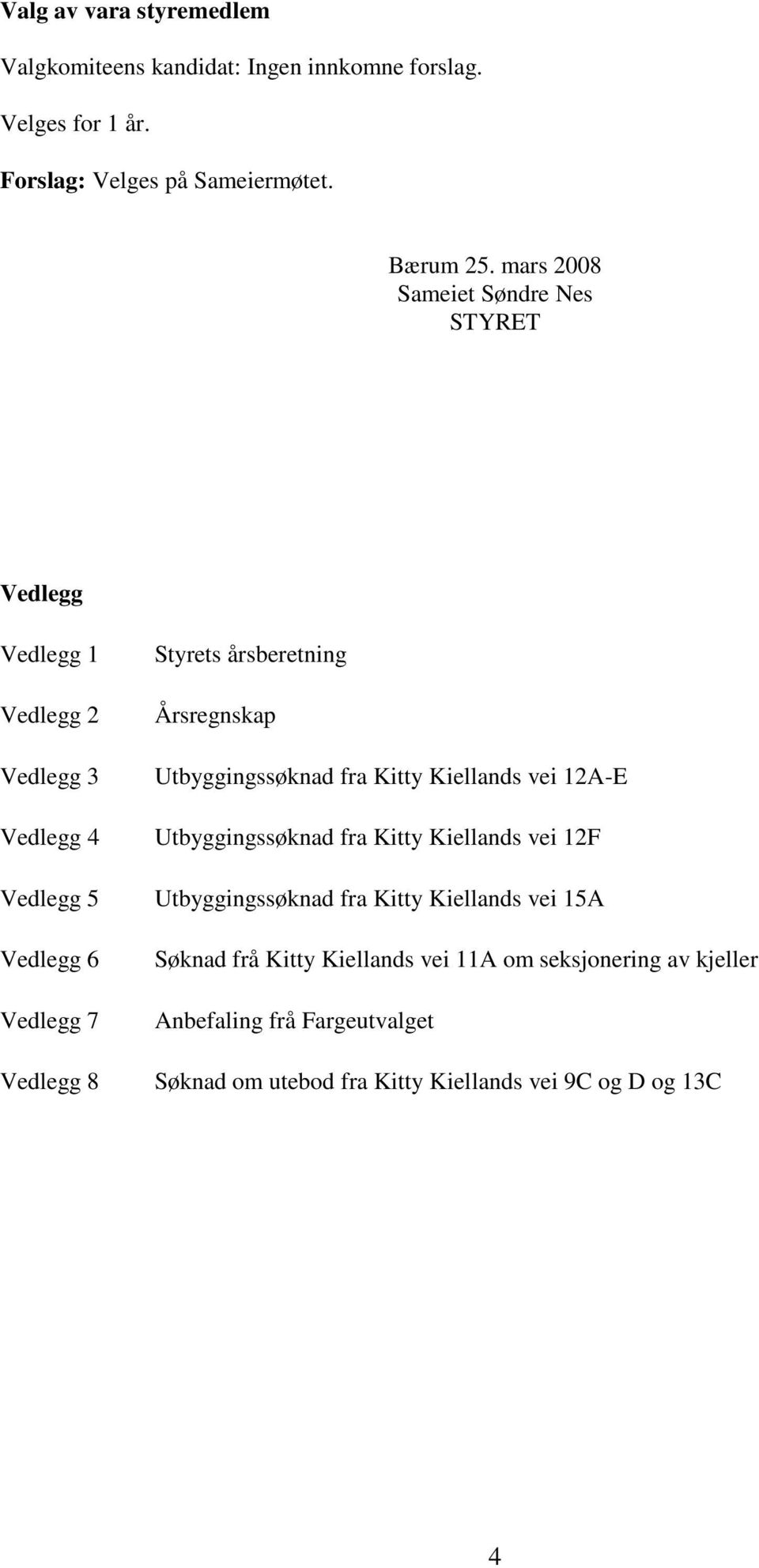 årsberetning Årsregnskap Utbyggingssøknad fra Kitty Kiellands vei 12A-E Utbyggingssøknad fra Kitty Kiellands vei 12F Utbyggingssøknad fra Kitty