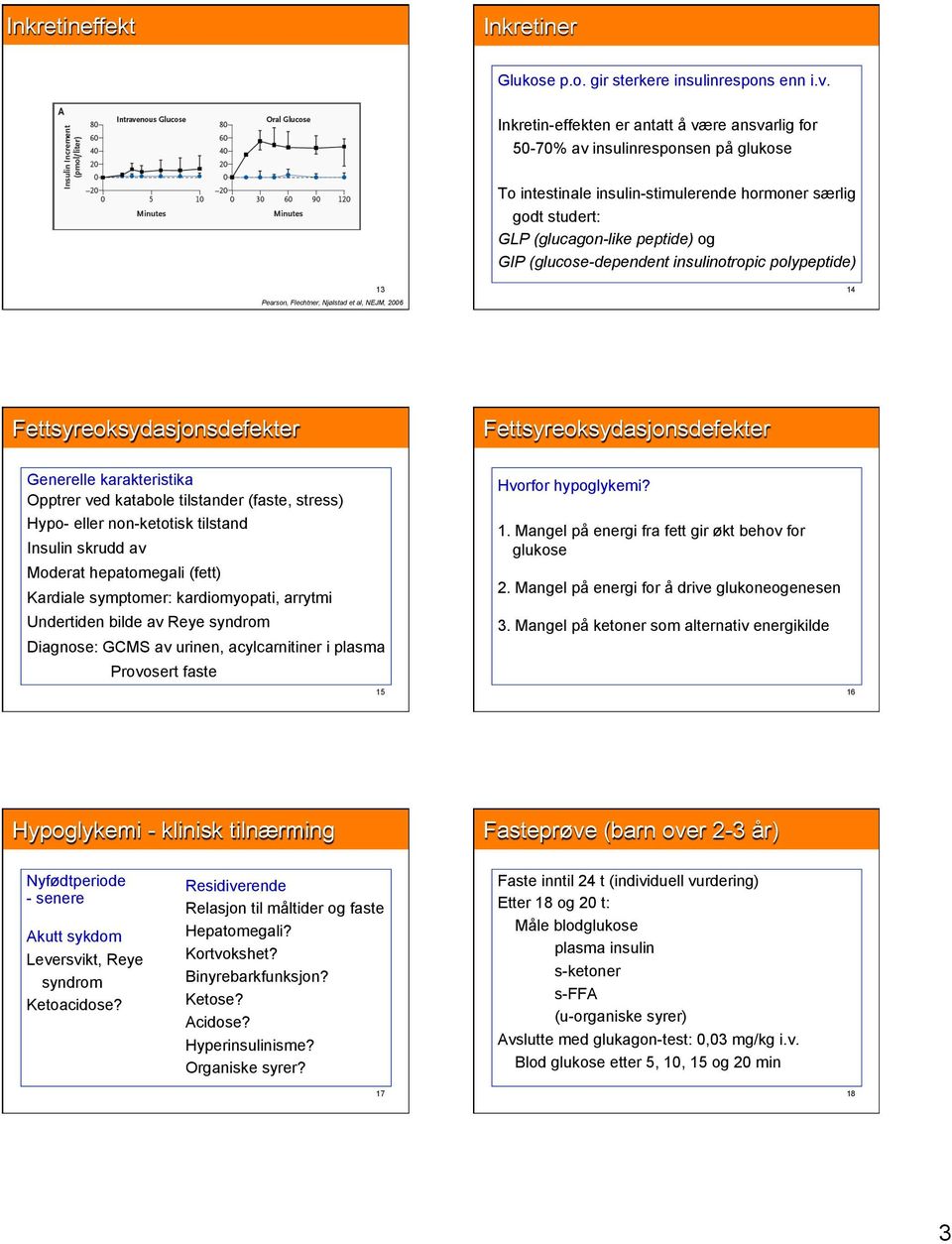 (glucose-dependent insulinotropic polypeptide) 13 Pearson, Flechtner, Njølstad et al, NEJM, 2006 14 Fettsyreoksydasjonsdefekter Fettsyreoksydasjonsdefekter Generelle karakteristika Opptrer ved