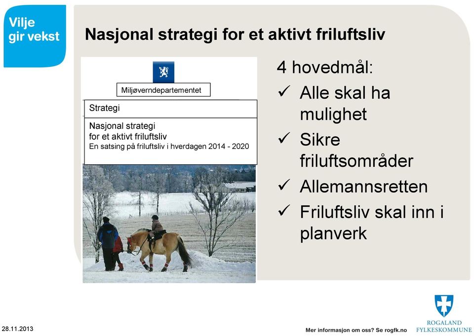 En satsing på friluftsliv i hverdagen 2014-2020 4 hovedmål: Alle