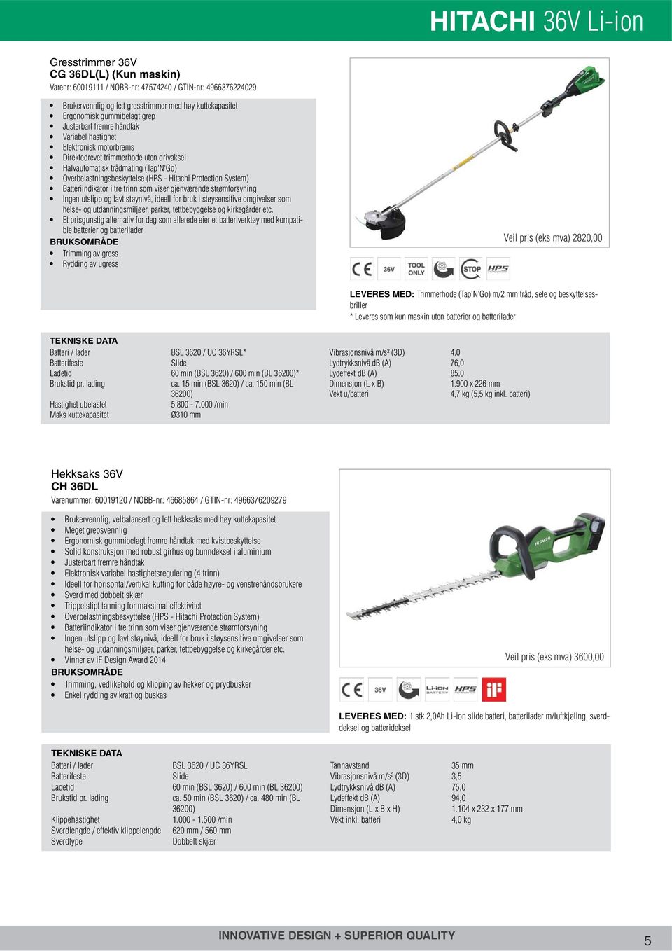 LER MED: Trimmerhode (Tap'N'Go) m/2 mm tråd, sele og beskyttelsesbriller * Leveres som kun maskin uten Ladetid 60 min (BSL 3620) / 600 min (BL * ca. 15 min (BSL 3620) / ca.