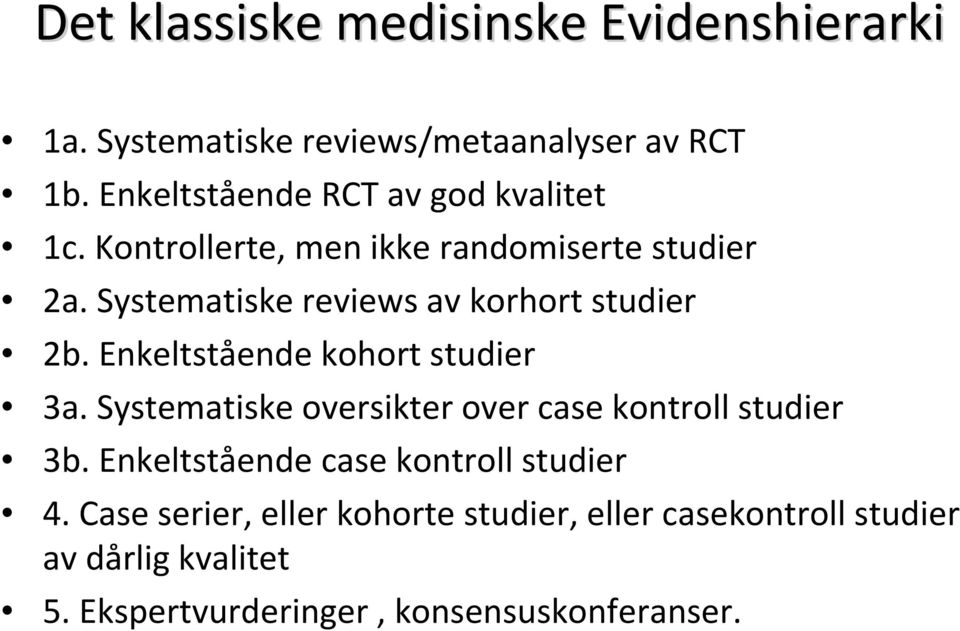 Systematiske reviews av korhort studier 2b. Enkeltstående kohort studier 3a.