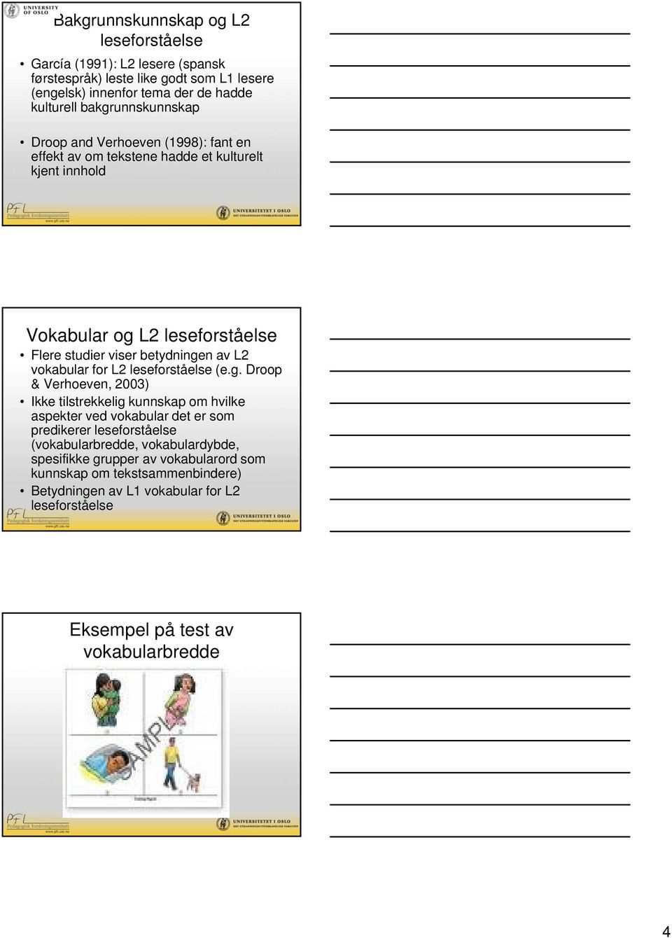 av L2 vokabular for L2 leseforståelse (e.g.