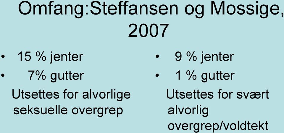 seksuelle overgrep 9 % jenter 1 % gutter