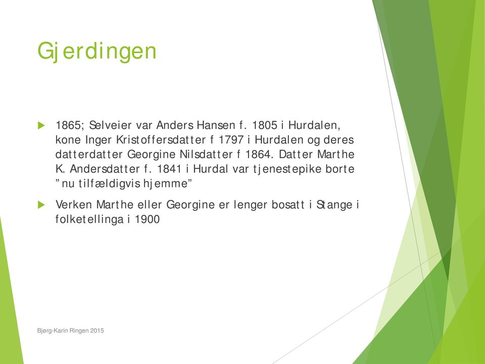 datterdatter Georgine Nilsdatter f 1864. Datter Marthe K. Andersdatter f.