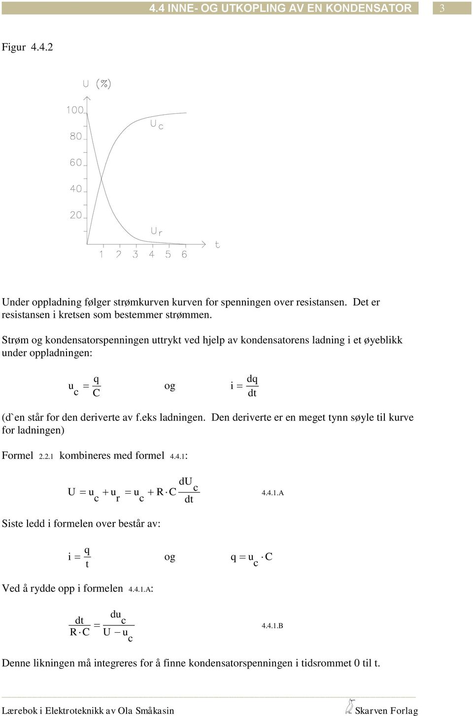 Srøm og kondensaorspenningen uryk ved hjelp av kondensaorens ladning i e øyeblikk under oppladningen: u og i (d`en sår for den derivere av f.eks ladningen.