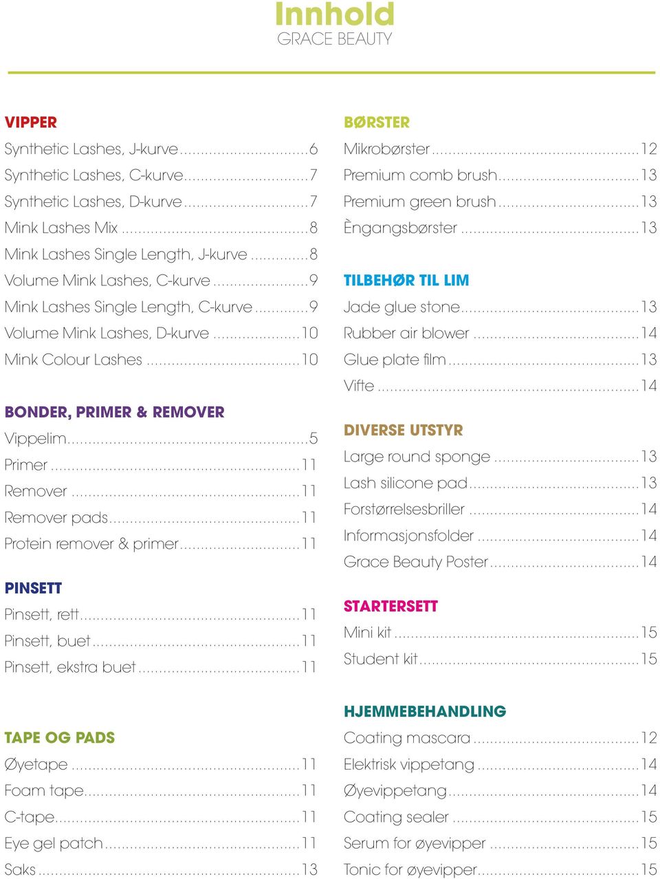 ..11 Remover pads...11 Protein remover & primer...11 PINSETT Pinsett, rett...11 Pinsett, buet...11 Pinsett, ekstra buet...11 BØRSTER Mikrobørster...12 Premium comb brush...13 Premium green brush.
