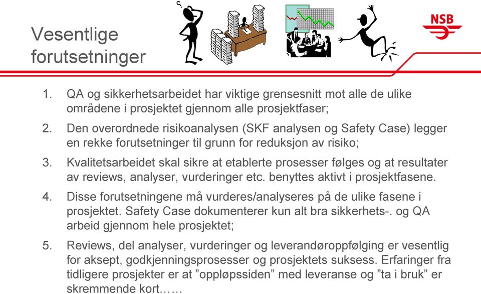 Kvalitetsarbeidet skal sikre at etablerte prosesser følges og at resultater av reviews, analyser, vurderinger etc. benyttes aktivt i prosjektfasene. 4.