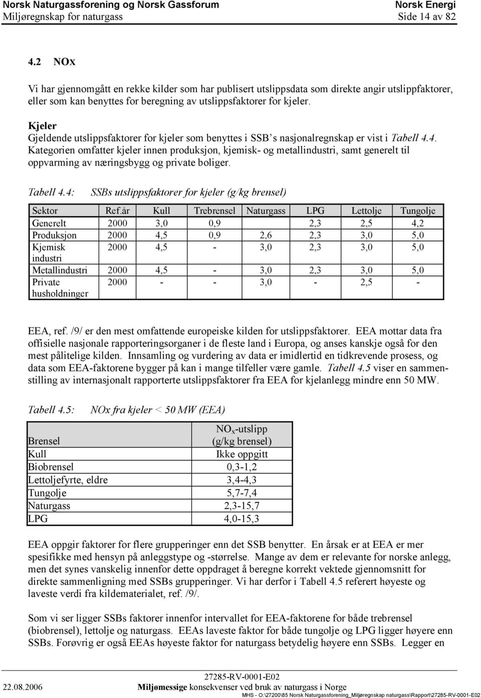 Kjeler Gjeldende utslippsfaktorer for kjeler som benyttes i SSB s nasjonalregnskap er vist i Tabell 4.