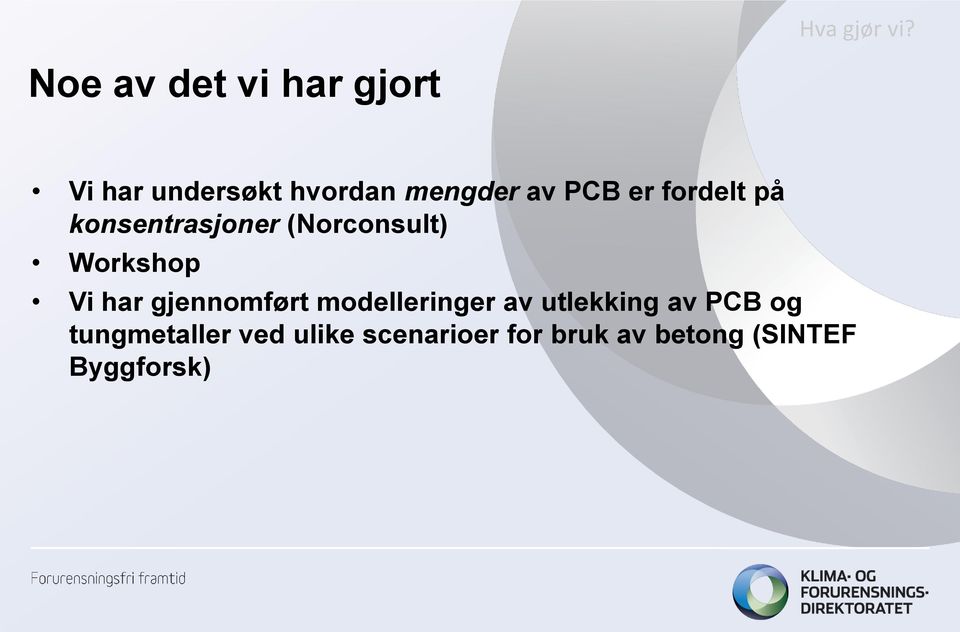 er fordelt på konsentrasjoner (Norconsult) Workshop Vi har