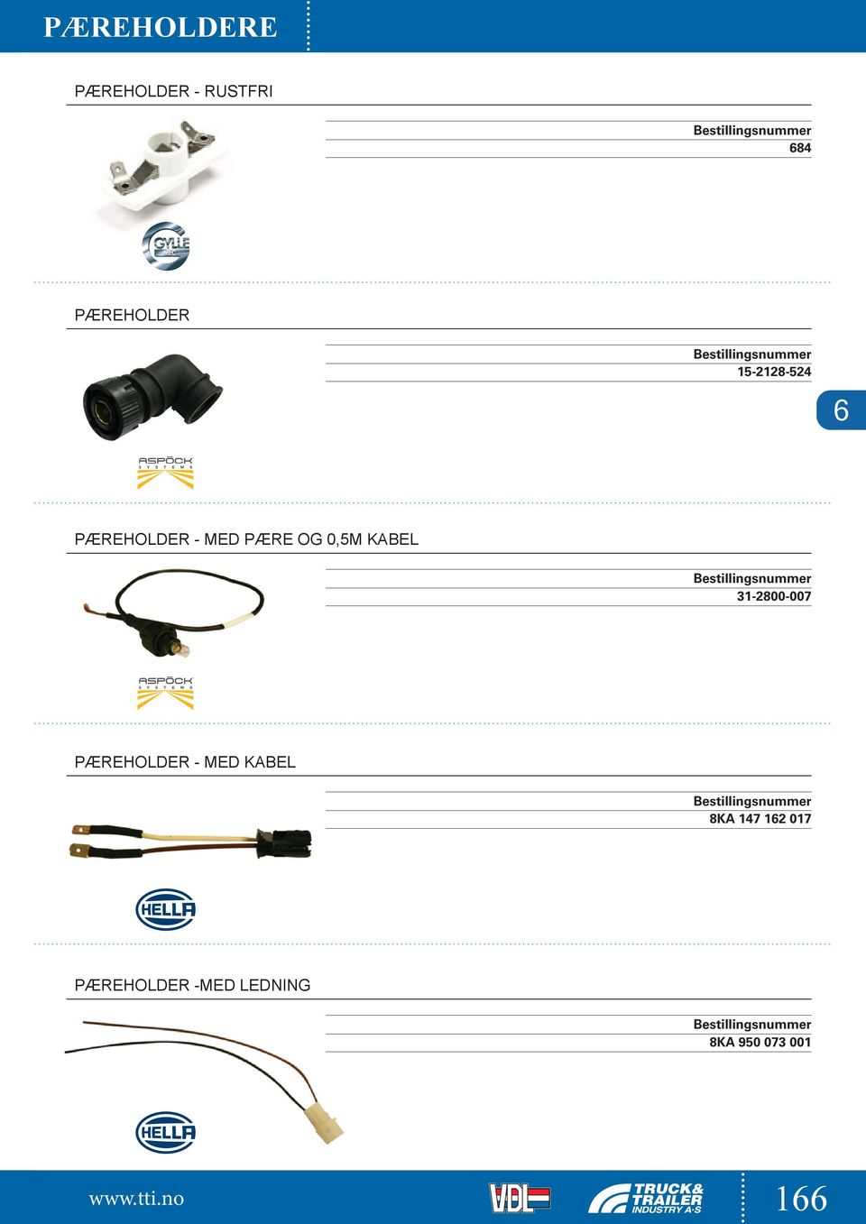 31-2800-007 PÆREHOLDER - MED KABEL 8KA 147 162