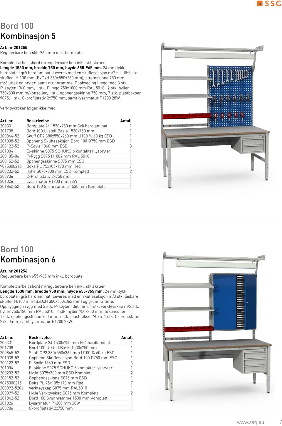 Oppbygging i rygg med 3 stk. P-søyler 1360 mm, 1 stk. P-rygg 750x1000 mm RAL 5010, 2 stk. hyller 750x300 mm m/konsoller, 1 stk. opphengsskinne 750 mm, 7 stk. plastbokser 9075, 1 stk.