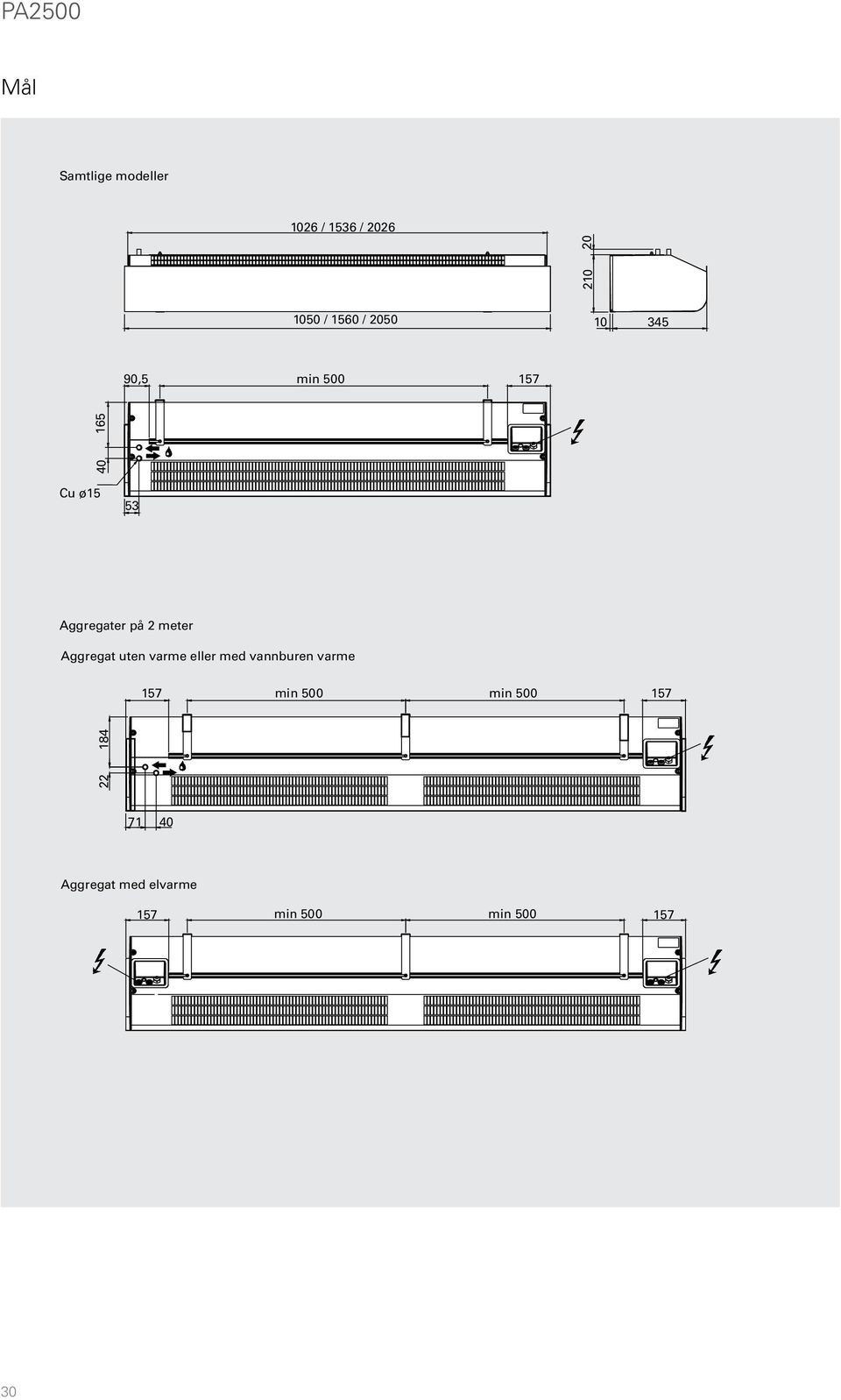 165 40 184 22 184 22 10 345 165 Aggregater Cu ø15 på 2 meter 53 Aggregat en varme eller med vannburen varme 40 Cu ø15 184