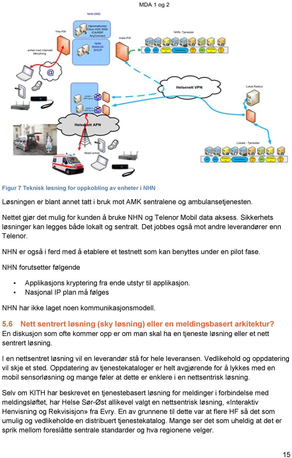 NHN er også i ferd med å etablere et testnett som kan benyttes under en pilot fase. NHN forutsetter følgende Applikasjons kryptering fra ende utstyr til applikasjon.