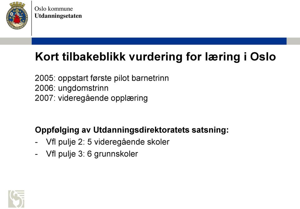 opplæring Oppfølging av Utdanningsdirektoratets satsning: -