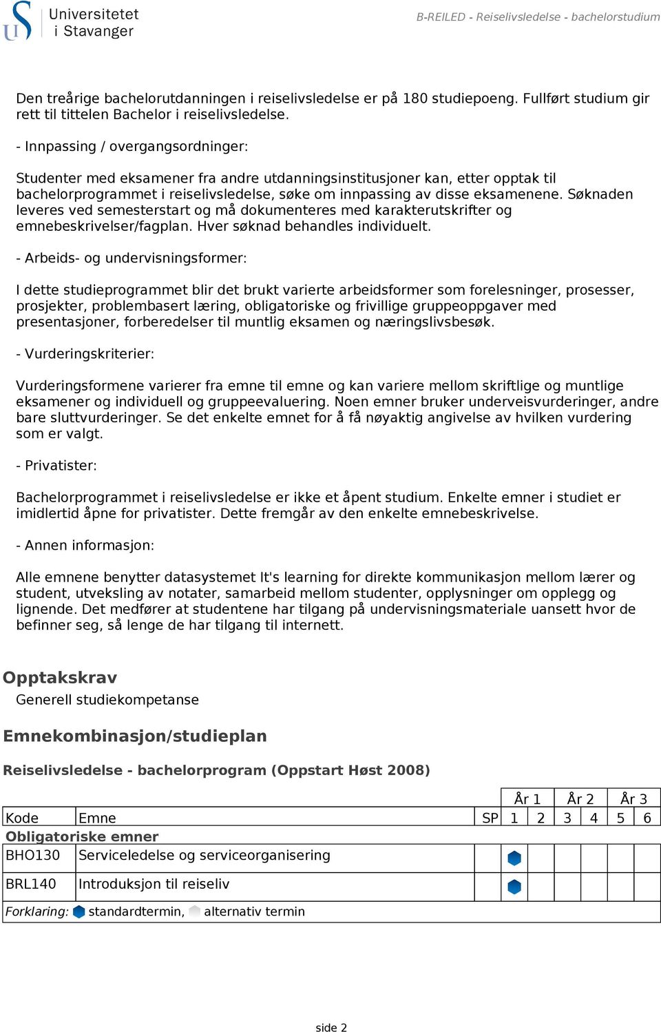 Søknaden leveres ved semesterstart og må dokumenteres med karakterutskrifter og emnebeskrivelser/fagplan. Hver søknad behandles individuelt.