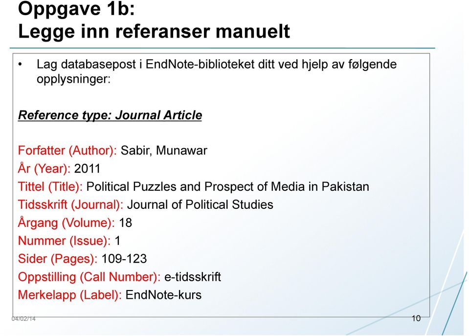 Political Puzzles and Prospect of Media in Pakistan Tidsskrift (Journal): Journal of Political Studies Årgang